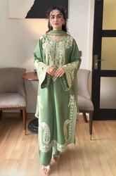 MARINA - 3PC Lawn Embroidered Shirt with Chiffon Embroidered Dupatta and Trouser - SS0681