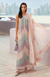 MARIA.B - 3PC Lawn Chikankari Embroidered Shirt with Chiffon Printed Dupatta and Trouser- SS0733