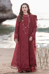 QALAMKAR - 3PC Lawn Chikankari Embroidered Shirt with Chiffon Embroidered Dupatta and Trouser -SS0021