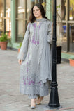 Mushq - 3PC Dhanak Chikankari Embroidered Shirt With Chiffon Embroidered Dupatta and Trouser - SS01056