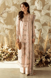 QALAMKAR - 3PC Lawn Chikankari Embroidered Shirt with Monar Embroidered Dupatta and Trouser - SS0724