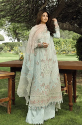 QALAMKAR - 3PC Lawn Chikankari Embroidered Shirt with Monar Embroidered Dupatta and Trouser - SS0725