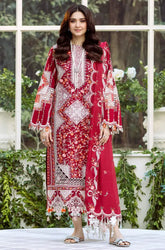 BIN ILYAS - 3PC Lawn Chikankari Embroidered Shirt with Chiffon Embroidered Dupatta and Trouser - SS0651