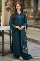Breeze - 3PC Lawn Chikankari Embroidered Shirt with Monar Printed Dupatta and Trouser - SB0163