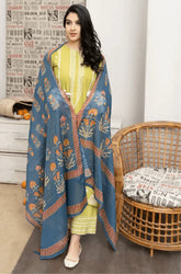 Urge - 3PC Dhanak Embroidered Shirt with Wool Printed Dupatta and Trouser - SS0863