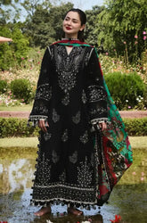 Hussain Rehar - 3PC Lawn Embroidered Shirt with Slub Net Printed Dupatta and Trouser - SS0693