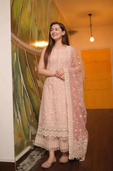Maria.B - 3PC Lawn Embroidered Shirt with Organza Embroidered Dupatta and Trouser - SS0046
