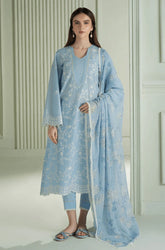 Cross Stitch - 3PC Lawn Embroidered Shirt with Monar Printed Dupatta and Trouser - SA0112