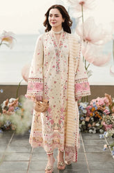 Qalamkar - 3PC Lawn Embroidered Shirt with Khadi Net Embroidered Dupatta and Trouser - SS0114