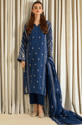 Agha Noor - 3PC Dhanak Embroidered Shirt with Dhanak Embroidered Dupatta and Trouser - SS0417