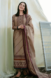 Zara Shahjahan - 3PC Dhanak Embroidered Shirt with Dhanak Embroidered Dupatta and Trouser - SS0449