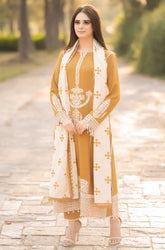 Maria .B - 3PC Dhanak Embroidered Shirt with Dhanak Embroidered Dupatta and Trouser - SS0455