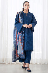 Maria.B - 3PC Dhanak Embroidered Shirt with Pashmina Printed Dupatta and Trouser - SS0472