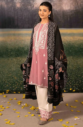 Urge -3PC Dhanak Embroidered Shirt with Wool Printed Dupatta and Trouser - SS0495