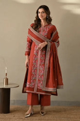 Binilyas - 3PC Dhanak Embroidered Shirt with Dhanak Embroidered Dupatta and Trouser - SS0511