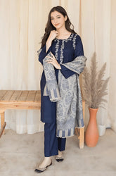 Aisling - 3PC Dhanak Embroidered Shirt With Wool Printed Dupatta and Trouser - SS0879