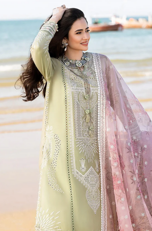 3 piece embroidered lawn suit for women 