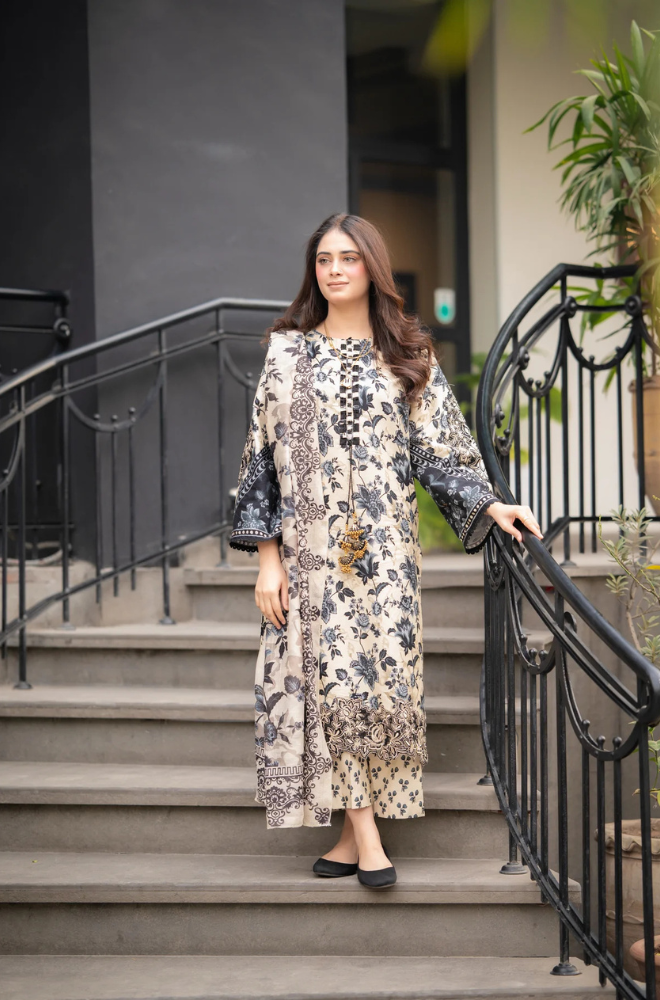 Sapphire  - 3PC Lawn Digital Print Dress - SS0083