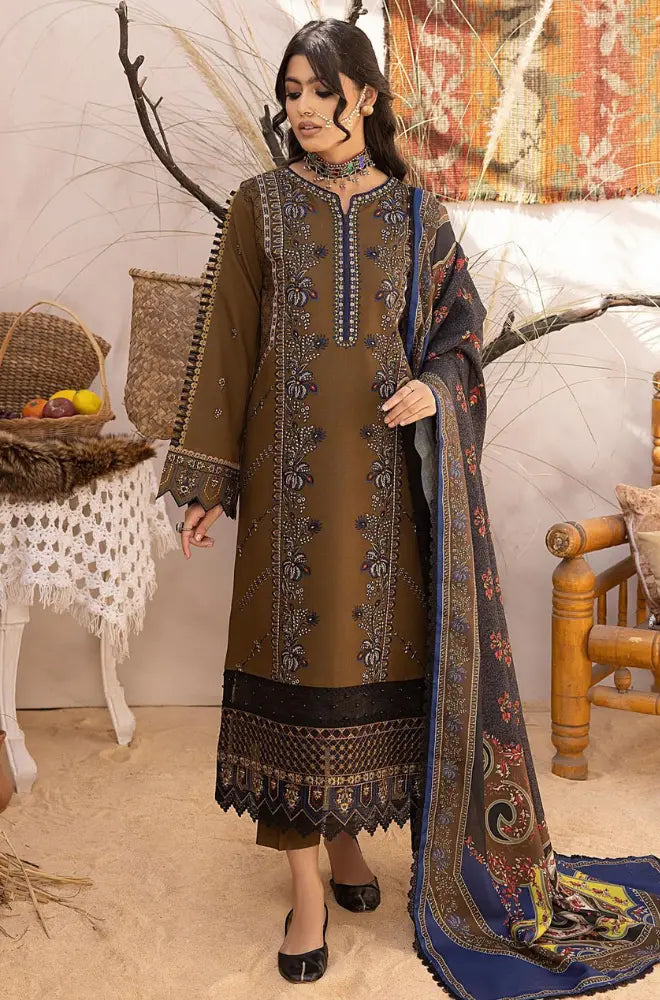 Binilyas - 3PC Dhanak Embroidered Shirt With Dhanak Printed Dupatta and Trouser - SS01066