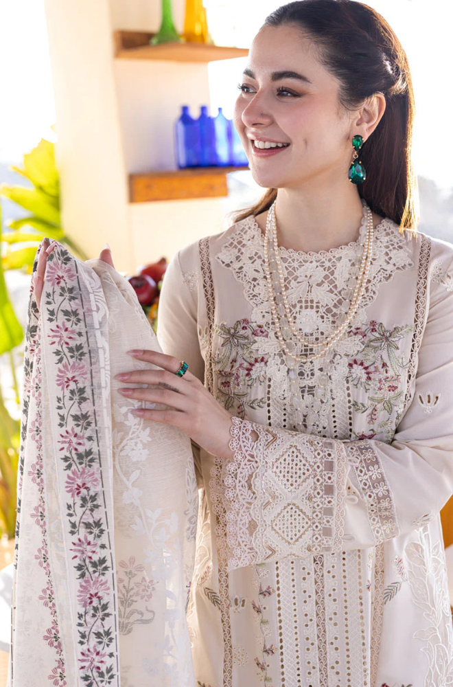 QALAMKAR - 3PC Lawn Embroidered Suit - SA0124