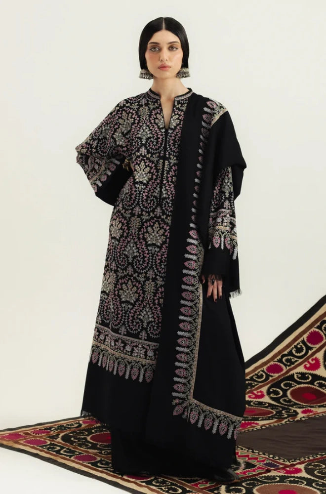 Zara ShahJahan - 3PC Dhanak Embroidered Shirt With Chiffon Dupatta and Trouser -SS0895