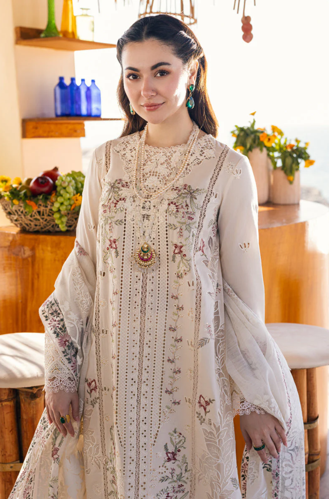 QALAMKAR - 3PC Lawn Embroidered Suit - SA0124