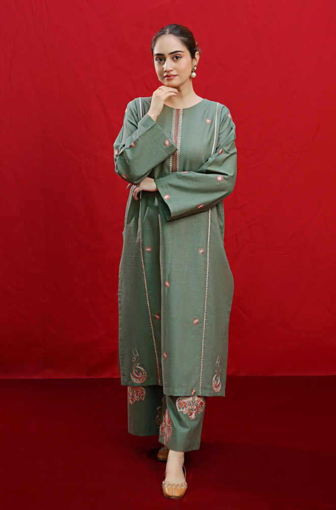 Urge - Winter 3PC Dhanak Embroidered Suit - SS0422