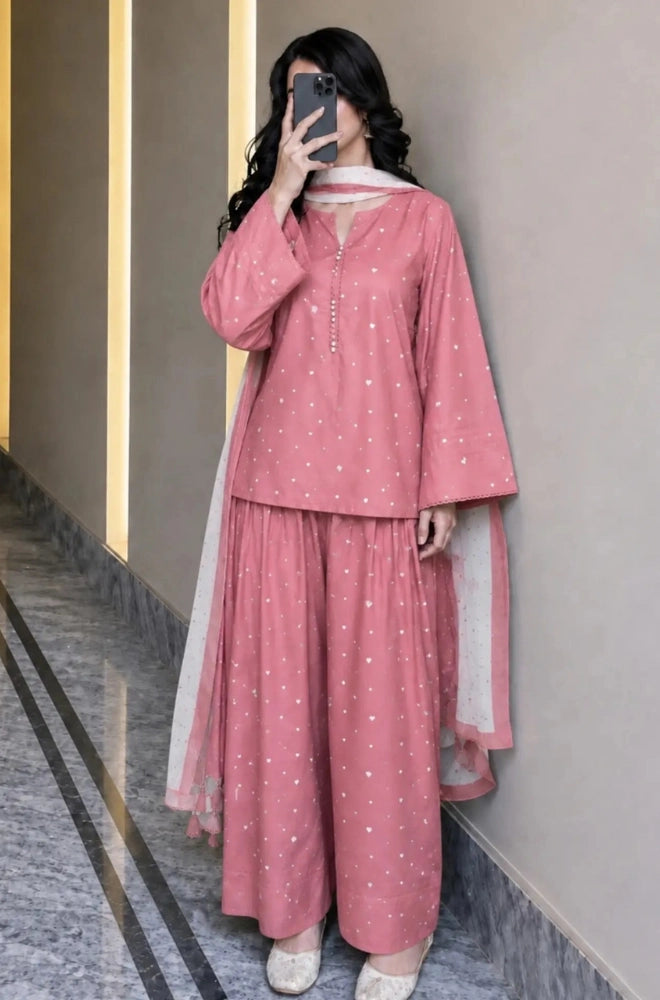 Shahijora - 3PC Printed Lawn Suit With Khadi Net Printed Dupatta and Trouser - SS0982