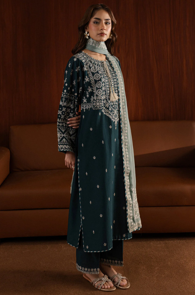 Azure - Winter 3PC Dhanak Embroidered Suit - SS0515