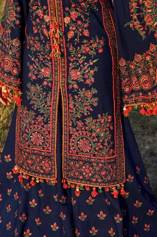HUSSAIN REHAR - Winter 3PC Dhanak Embroidered Suit - SS0463