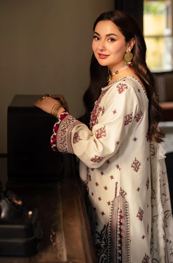 ASIM JOFA - Winter 3PC Dhanak Embroidered Suit - SS0488