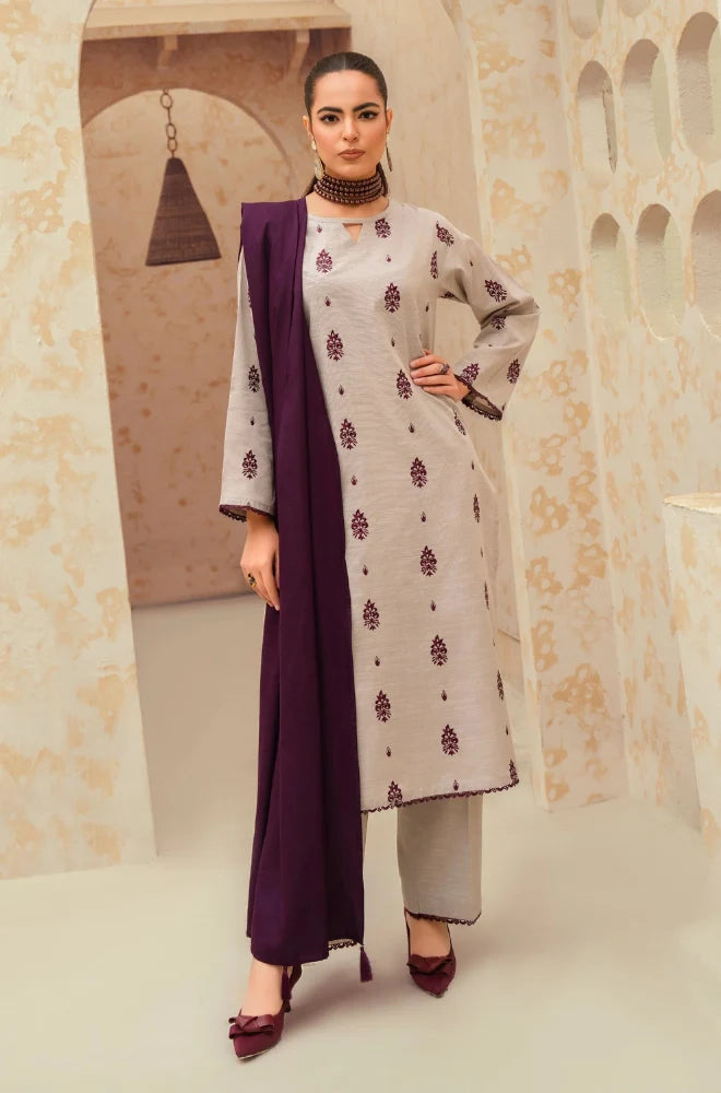 Limelight - 3PC Dhanak Embroidered Shirt With Wool Dupatta and Trouser - SS0960