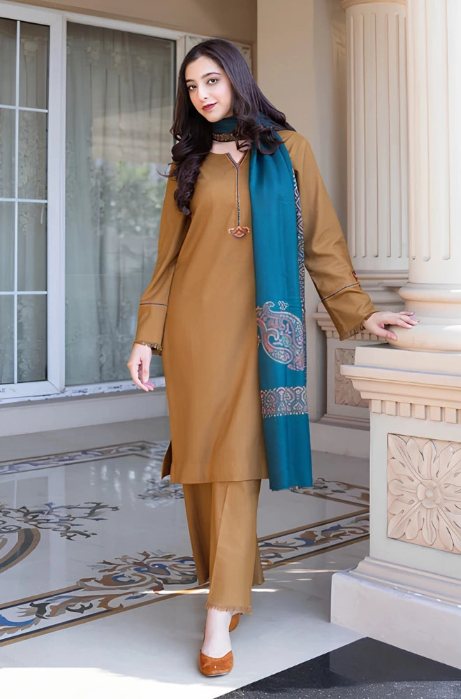 Aisling - 3PC Dhanak Embroidered Shirt With Pashmina Printed Dupatta and Trouser - SS01178