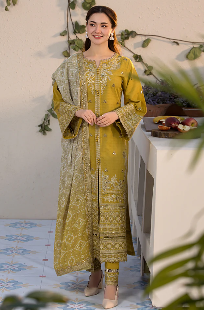 Laam - Winter 3PC Dhanak Embroidered Suit- SS0285