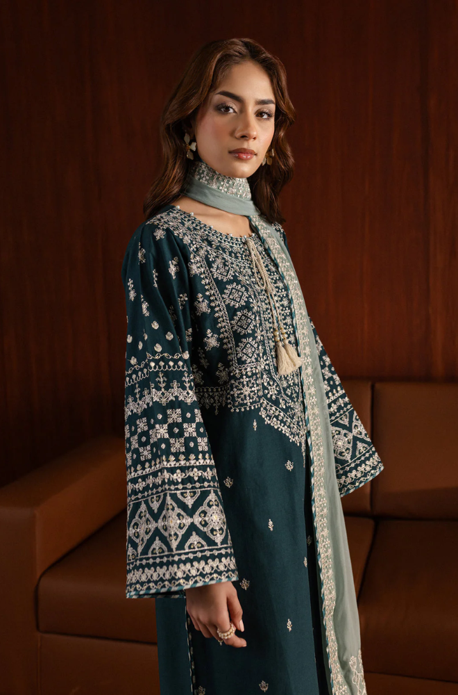 Azure - Winter 3PC Dhanak Embroidered Suit - SS0425
