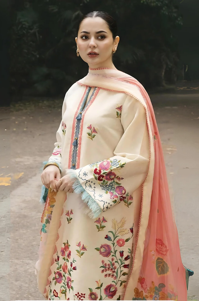 Zara Shahjahan - Winter 3PC Dhanak Embroidered Suit - SS0142