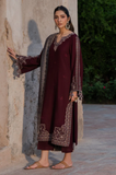 Jazmin- Winter 3PC Dhanak Embroidered Suit - SS0574