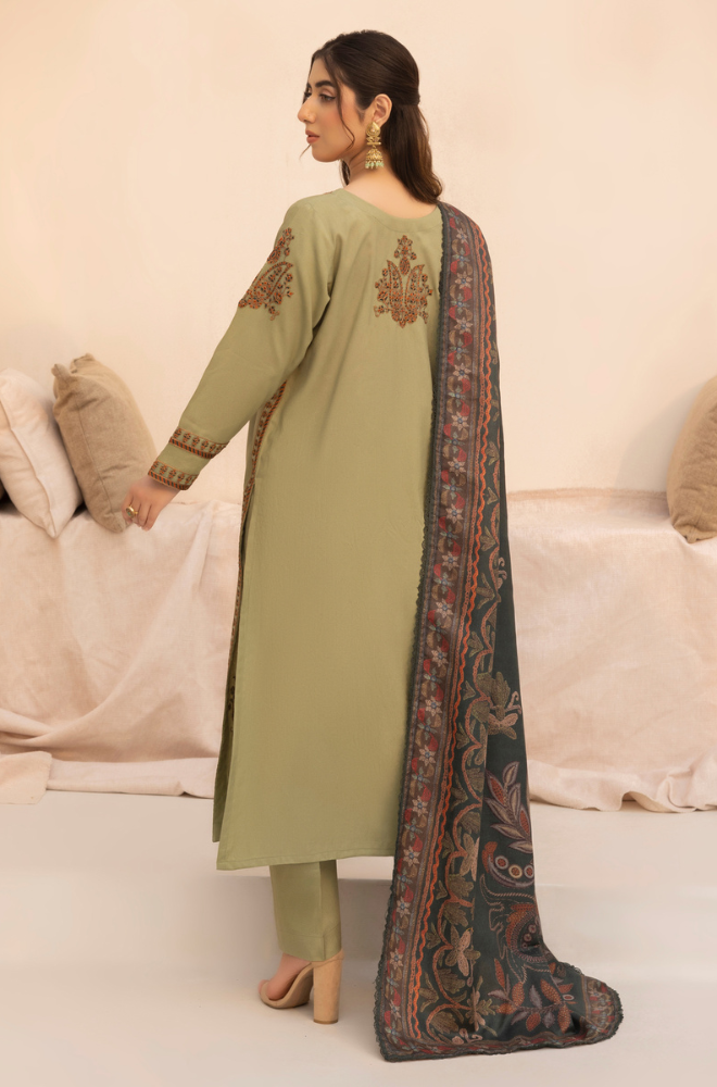 Mohagni- 3 Piece - Dhanak Embroidered Suit - SU0074