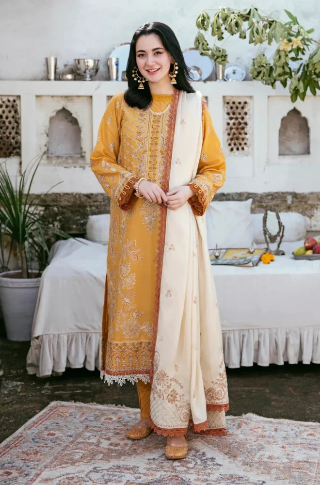 Florent - 3PC Dhanak Embroidered Shirt With Embroidered Dupatta and Trouser - SS0962