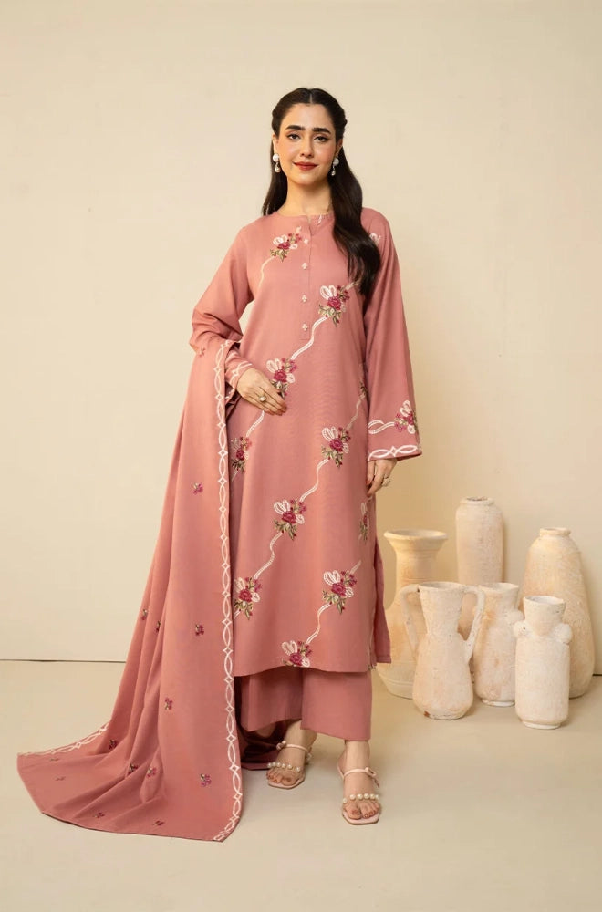 Batik - 3PC Dhanak Embroidered Shirt With Dhanak Embroidered Dupatta and Trouser - SS0933