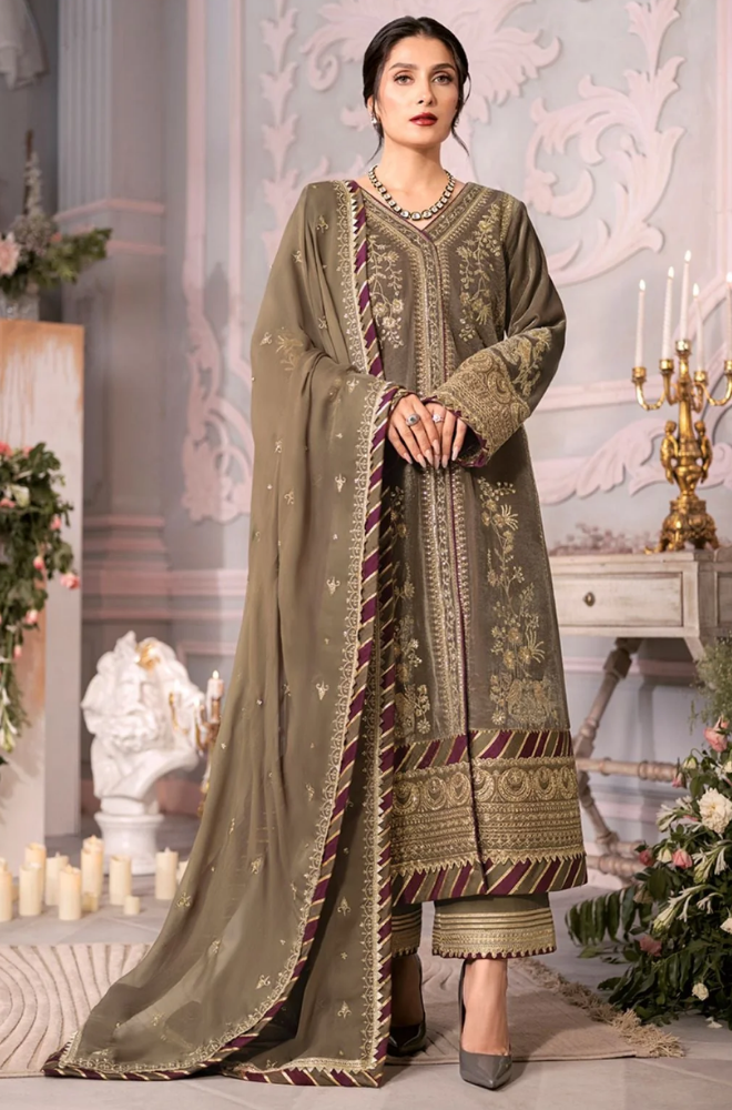 Asim Jofa -Winter 3PC Velvet Embroidered Suit - SS0522