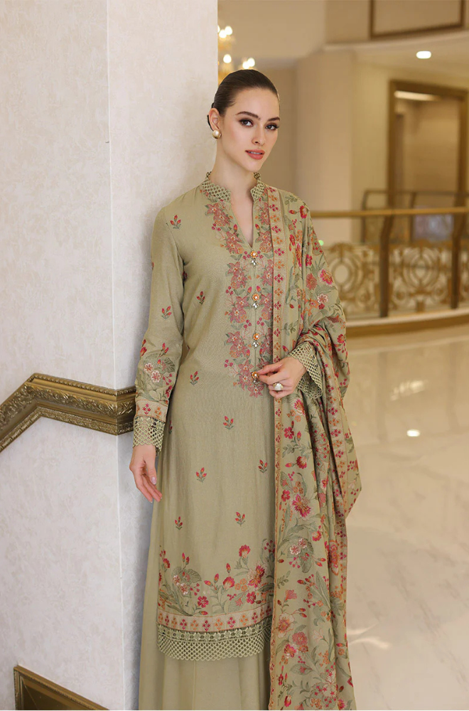 Bareeze- 3 Piece - Dhanak Embroidered Suit- SRZ0102