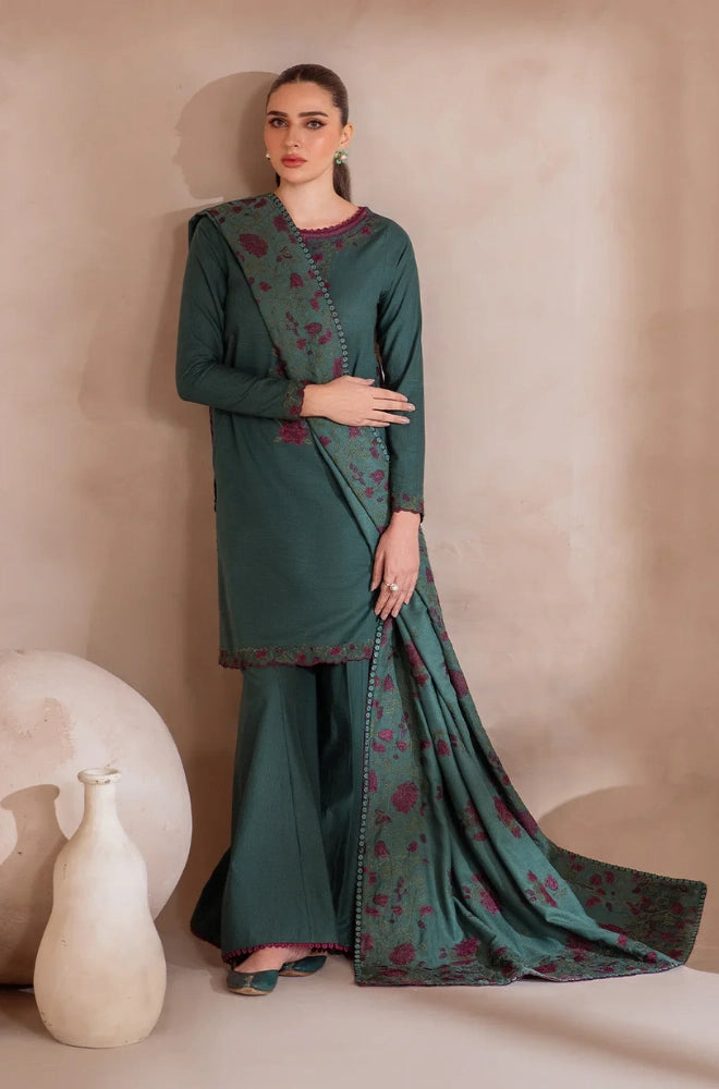 IZNIK - 3PC Dhanak Embroidered Shirt With Dhanak Embroidered Dupatta and Trouser - SS01008