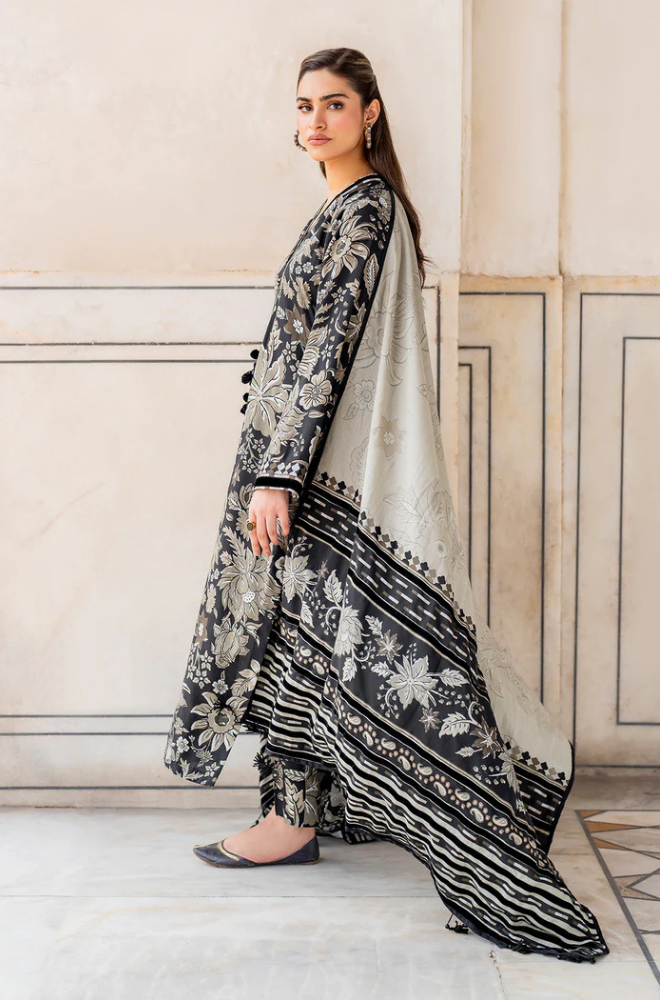Baroque - Winter 3 Piece - Khaddar Print Suit - SRZ0085