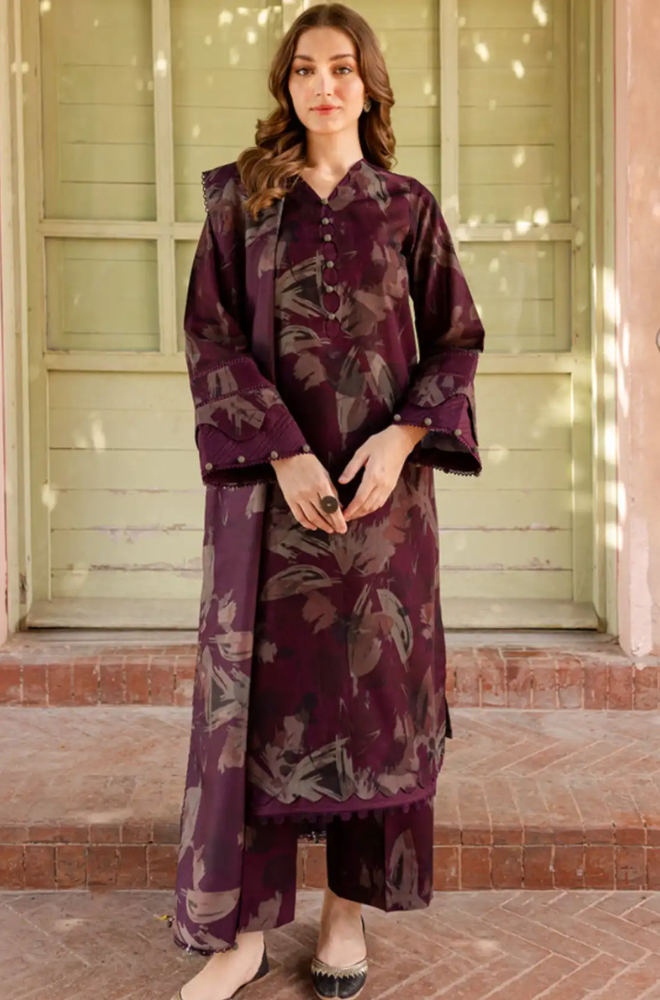 Baroque - Winter 3PC Khaddar Digital Printed Dress - SS0443
