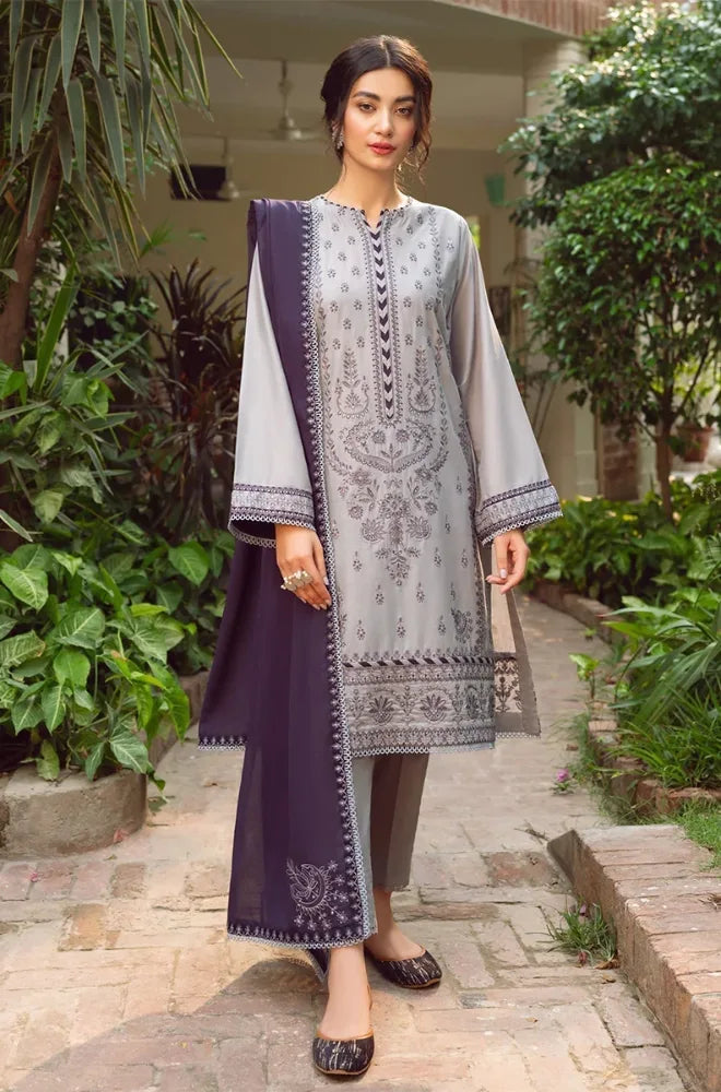 Jazmin - 3PC Dhanak Embroidered Shirt With Embroidered Chiffon Dupatta and Trouser - SS0934