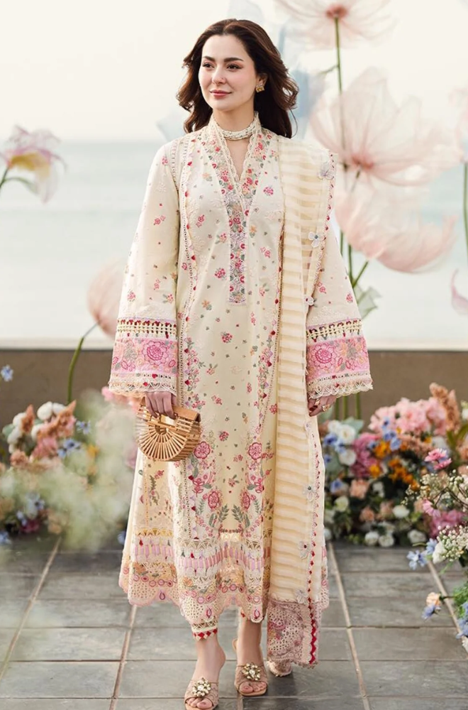 Qalamkar - Summer 3PC Lawn Embroidered Suit - SS0114
