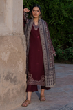 Izel - 3PC Dhanak Embroidered Shirt With Wool Printed Dupatta and Trouser - SS01010