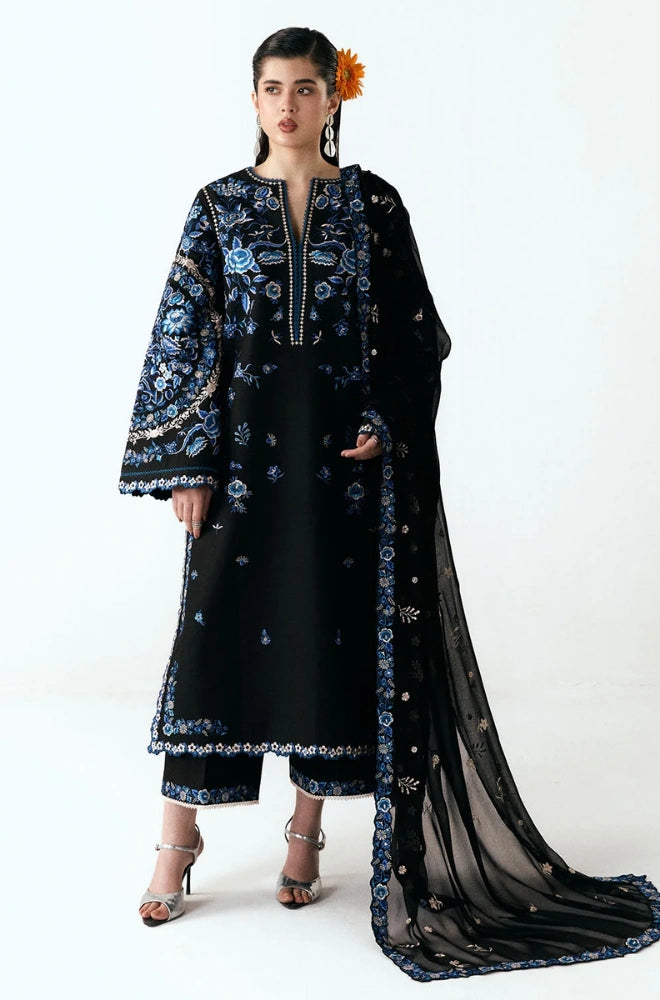 Hussain Rehar - 3PC Embroidered Lawn Shirt With Chiffon Dupatta and Trouser - SS01012