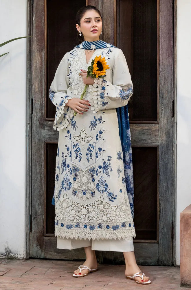 Motifz - 3PC Lawn Embroidered Lawn Shirt With Lawn Printed Dupatta and Trouser - SS01014